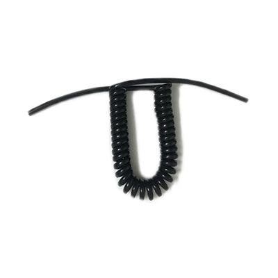 Spring Cable, 2-Core, 2.5 mm Thick, Retractable Spiral Cable, 7 m, Black and White, for Outdoor Use (Black, 2.5 m Stretch)