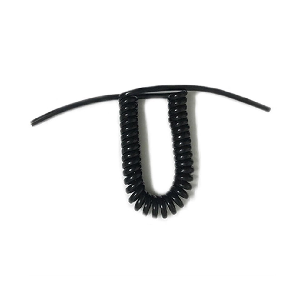 Spring Cable, 2-Core, 2.5 mm Thick, Retractable Spiral Cable, 7 m, Black and White, for Outdoor Use (Black, 2.5 m Stretch)