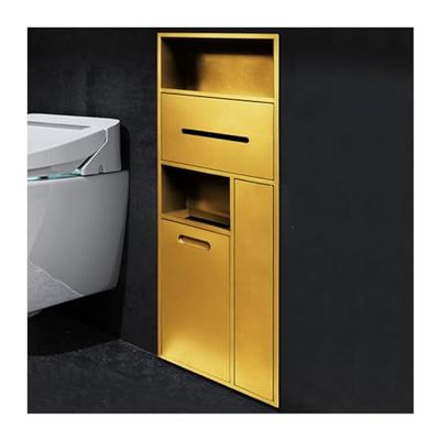 Gold-Tone Stainless Steel Shower Shelf, 78 x 30 x 14 cm