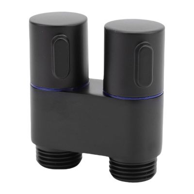 BONKZEBU 1-In-2-Out Metal Dual-Control Angle Valve for Bathroom, Toilet, and Balcony, Copper (Black)