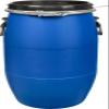 MJMLUCK Large Blue Plastic Barrel with Open Top, Lid and Locking Ring, Food-Safe for Shipping, Airtight Industrial Storage Container (120 L) view 1