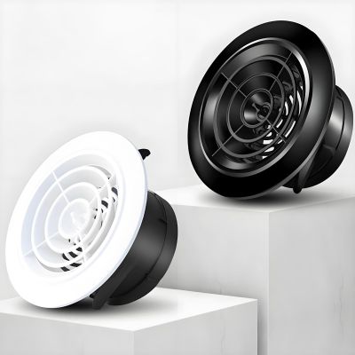 Round Ventilation Grille, White/Black, 75/100/125/150/200 mm, Black, 75 mm/3 in