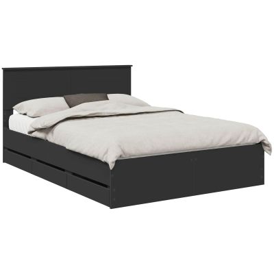 vidaXL Bed Frame with Drawers Black 160 x 200 cm Engineered Wood