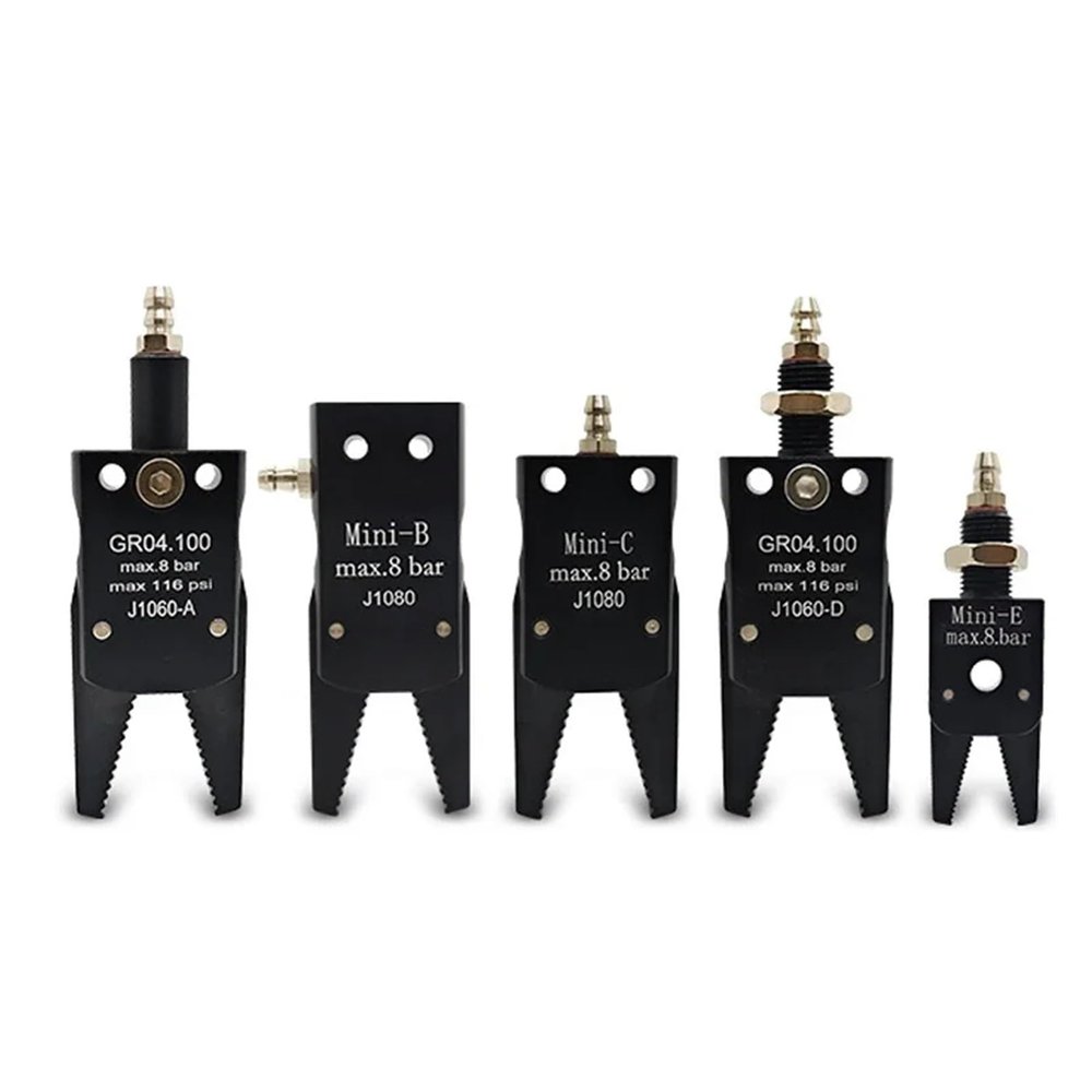 Manipulator Mini Fixture, 1-Piece Pneumatic MINI Gripper with Thread Extension and Anti-Slip Cover (MINI E)