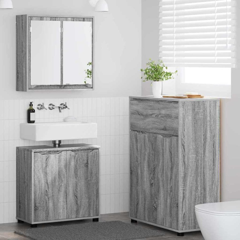 Teenpull 3-Piece Bathroom Furniture Set, Gray Sonoma