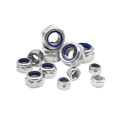 1–25 pcs 304 Stainless Steel Hex Lock Nuts with Nylon Insert, M2.5–M14 (M10 × 5 Pieces)