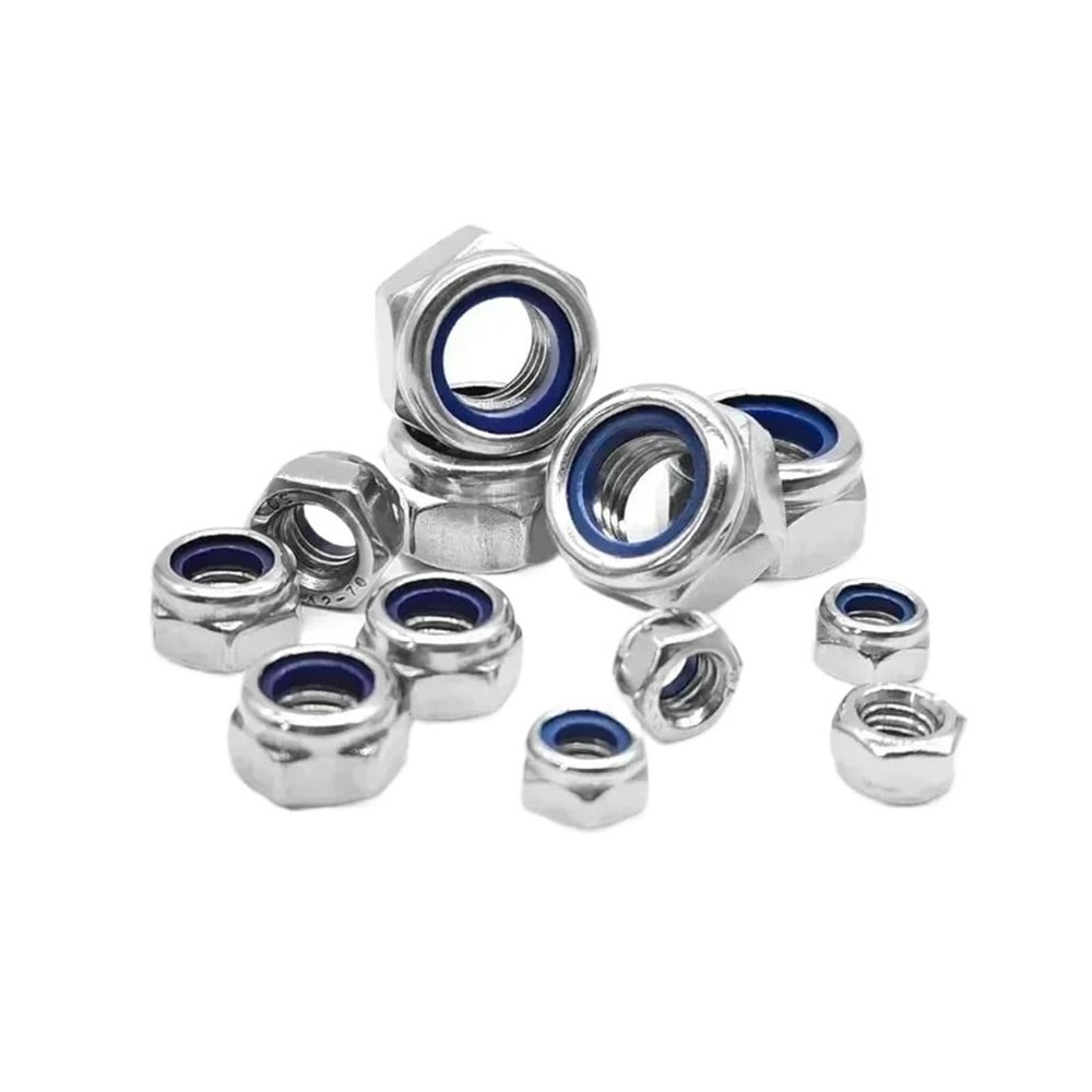 1–25 pcs 304 Stainless Steel Hex Lock Nuts with Nylon Insert, M2.5–M14 (M10 × 5 Pieces)