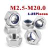 1–25 pcs 304 Stainless Steel Hex Lock Nuts with Nylon Insert, M2.5–M14 (M10 × 5 Pieces) view 3
