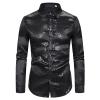 Men's Glitter Shirt, Long-Sleeve 70s/80s Disco Costume Top view 3