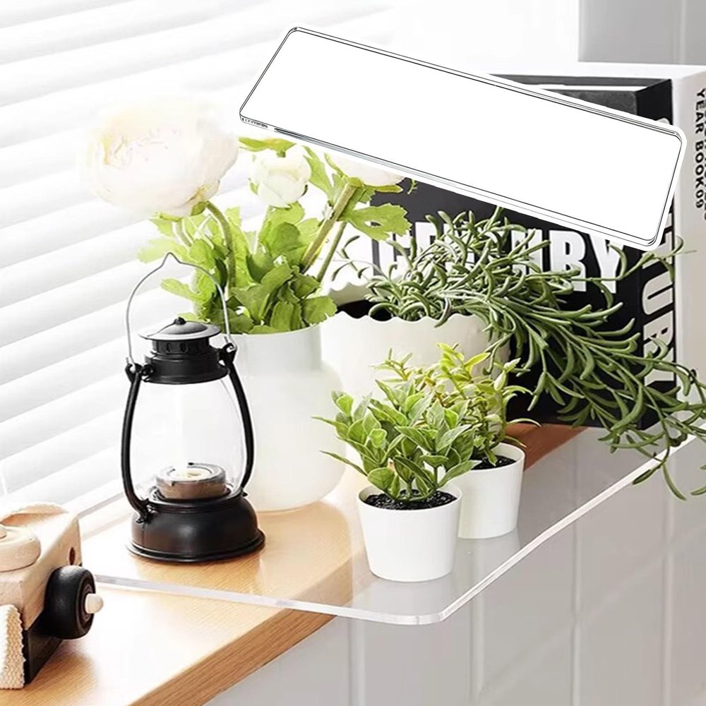 Window Sill Extension for Plants, Drill-Free Transparent Acrylic Shelf, 35 x 35 cm