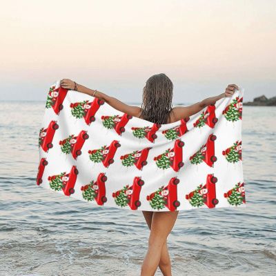 CHANGLEI Santa in a Car Microfiber Travel Towel, Ultra-Soft, Quick-Drying, with Carrying Pouch and Carabiner