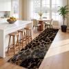 Black Gold Marble Rug Runner 80 x 400 cm, Cheetah Leopard Pattern view 2