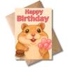 WBdesignz Birthday Card with Envelope – Pink Hamster and Balloon Design – Sweet Birthday Greeting Card with Cake, Pink Balloons and Hearts for Friends, Colleagues and Family (A6) view 1