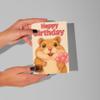 WBdesignz Birthday Card with Envelope – Pink Hamster and Balloon Design – Sweet Birthday Greeting Card with Cake, Pink Balloons and Hearts for Friends, Colleagues and Family (A6) view 4