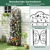 COSTWAY 2-Piece Metal Trellis Set, 3-in-1 Decorative Garden Fence, Plant Stand & Flower Shelf, Freestanding Climbing Support with Base, Black view 2