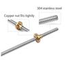MRVAKDYDI Lead Screw with Brass Nut, T10 Threaded Rod for 3D Printers, Stainless Steel, 212 mm Pitch, 150550 mm, with Brass Nut (Lead 12 mm, 350 mm) view 3