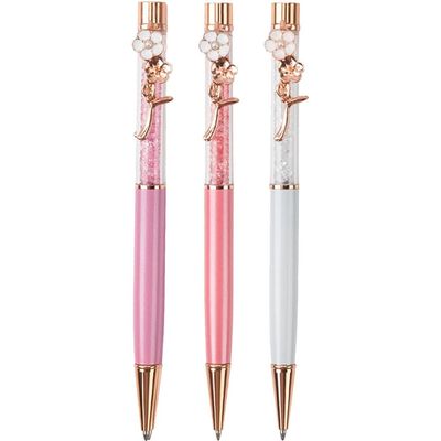 Brxmpn 3-Pack Floral-Pattern Metal Retractable Ballpoint Pens for Christmas, Weddings, Birthdays, and Party Favors