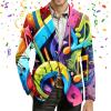 Men's Ribbed Velvet Blazer with Feather Motif, Colorful Carnival Jacket, Slim Fit, 03 view 3