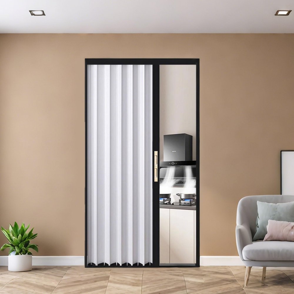 yurstcggh White Aluminum Accordion Folding Door, 73 × 220 cm