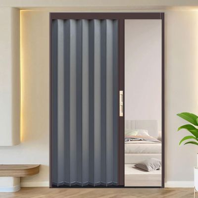 Folding Sliding Telescopic Shower Door with Lock and Key, Folding Partition for Pantry and Closet, 83 × 189 cm, Gray