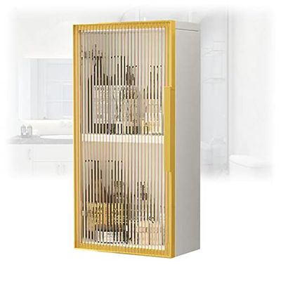 Metal Medicine Cabinet, Bathroom Wall Cabinet with Glass Doors, Black Wood Cabinet for Kitchen, Laundry Room, or Bedroom