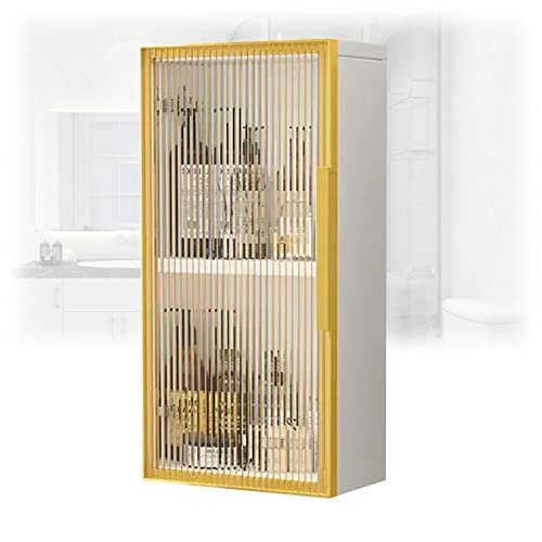 Metal Medicine Cabinet, Bathroom Wall Cabinet with Glass Doors, Black Wood Cabinet for Kitchen, Laundry Room, or Bedroom
