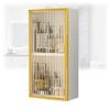 Metal Medicine Cabinet, Bathroom Wall Cabinet with Glass Doors, Black Wood Cabinet for Kitchen, Laundry Room, or Bedroom view 1
