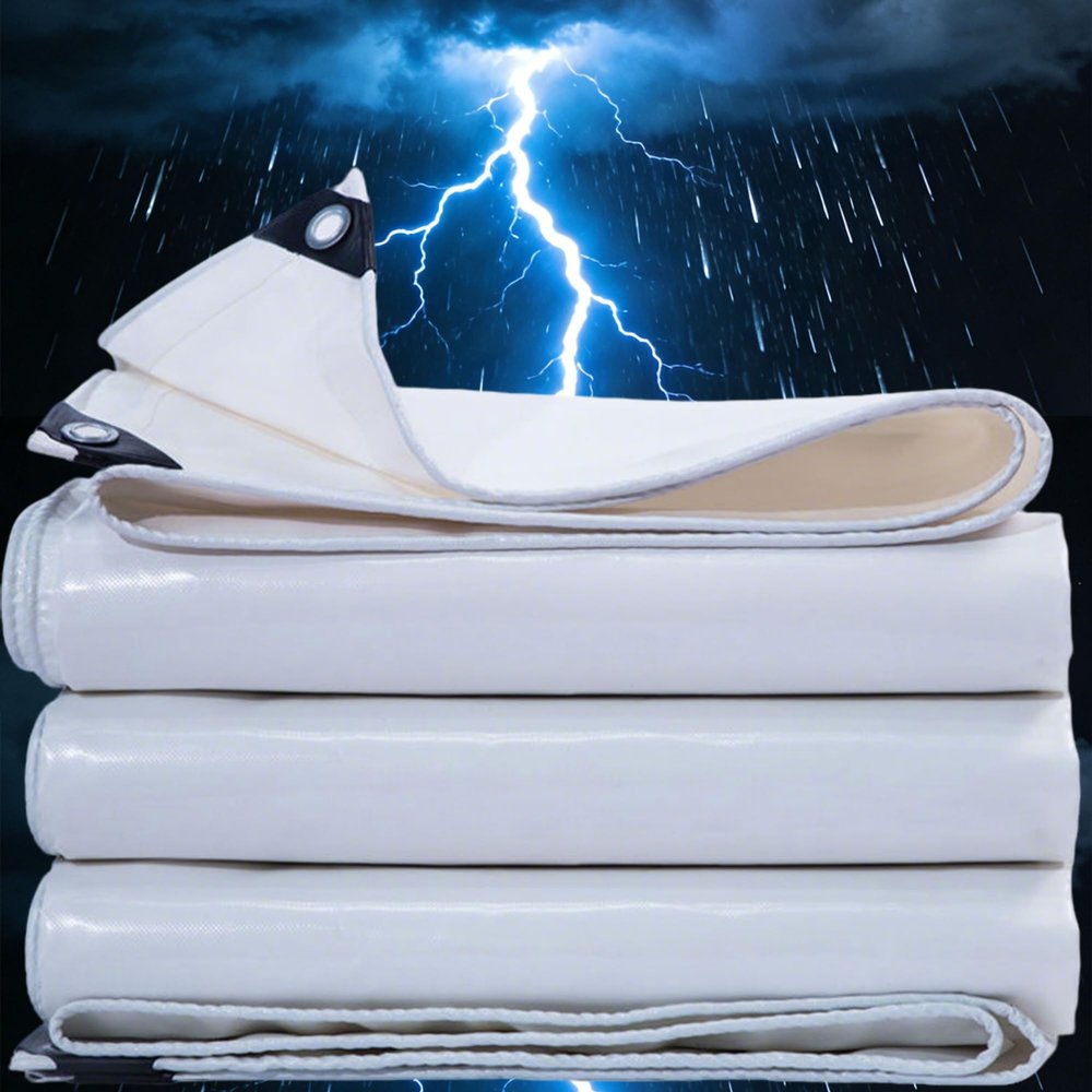 PVC Tarp 0.5 x 41.5 m, Waterproof Truck Cover with Grommets, White