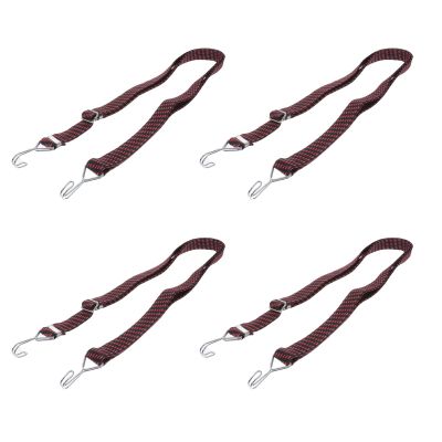 4-Pack Red Elastic Luggage Straps with Metal Hooks