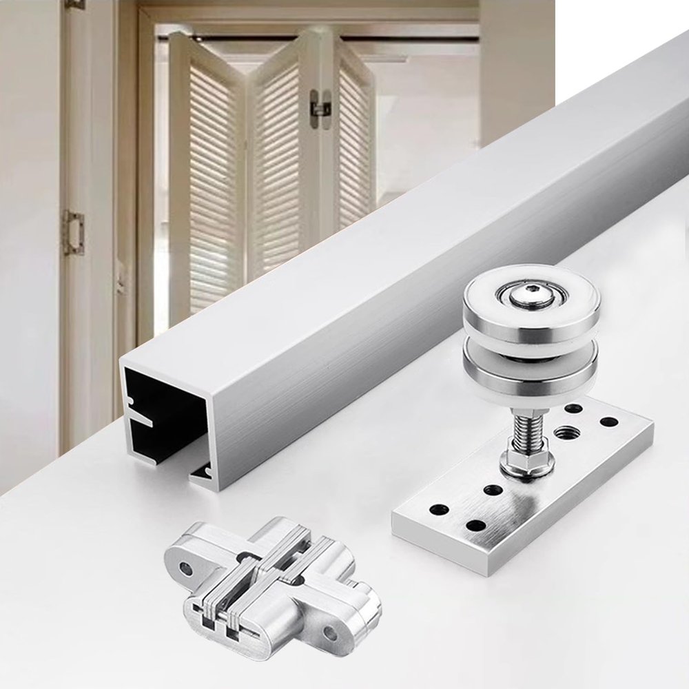 Vibeo Sliding Door Hardware, 3-Panel Folding Door Track System, No Floor Track, 61 in/155 cm