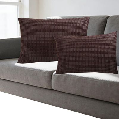 SWJ-swjssb Stretch Corduroy Pillow Covers, 2-Piece Set, Zippered, Coffee, 70 x 90 cm