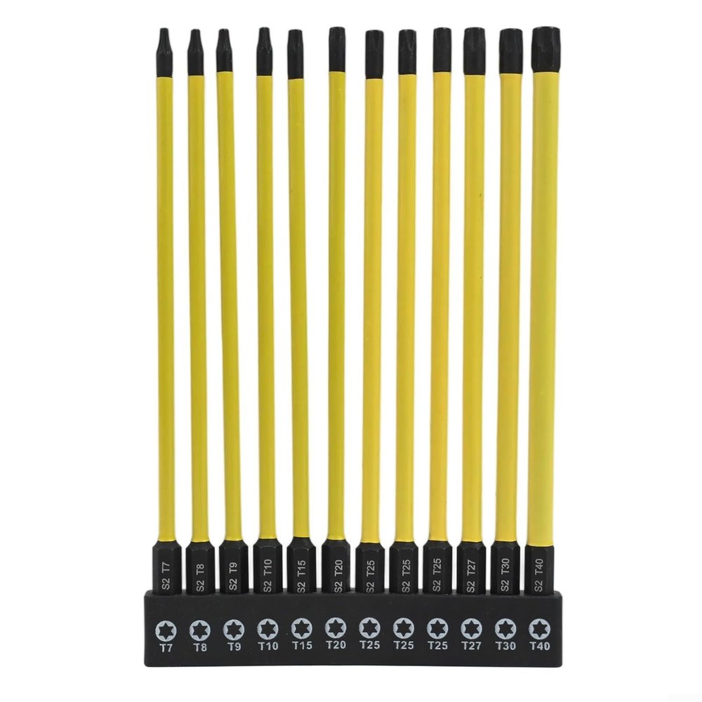 Zoegneer 150 mm Extended Star Screwdriver Bit Set with Hole, Alloy Steel, T7 T8 T27 T35 T40, 1/4-Inch Hex Shank, for Electric, Handheld and Drill Drivers, 12-Piece