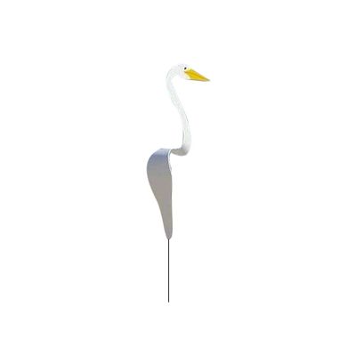 Plyisty Swirl Bird, Elegant Rotating Heron Garden Decoration, White PVC, 38.1 x 23.9 x 14.9 cm