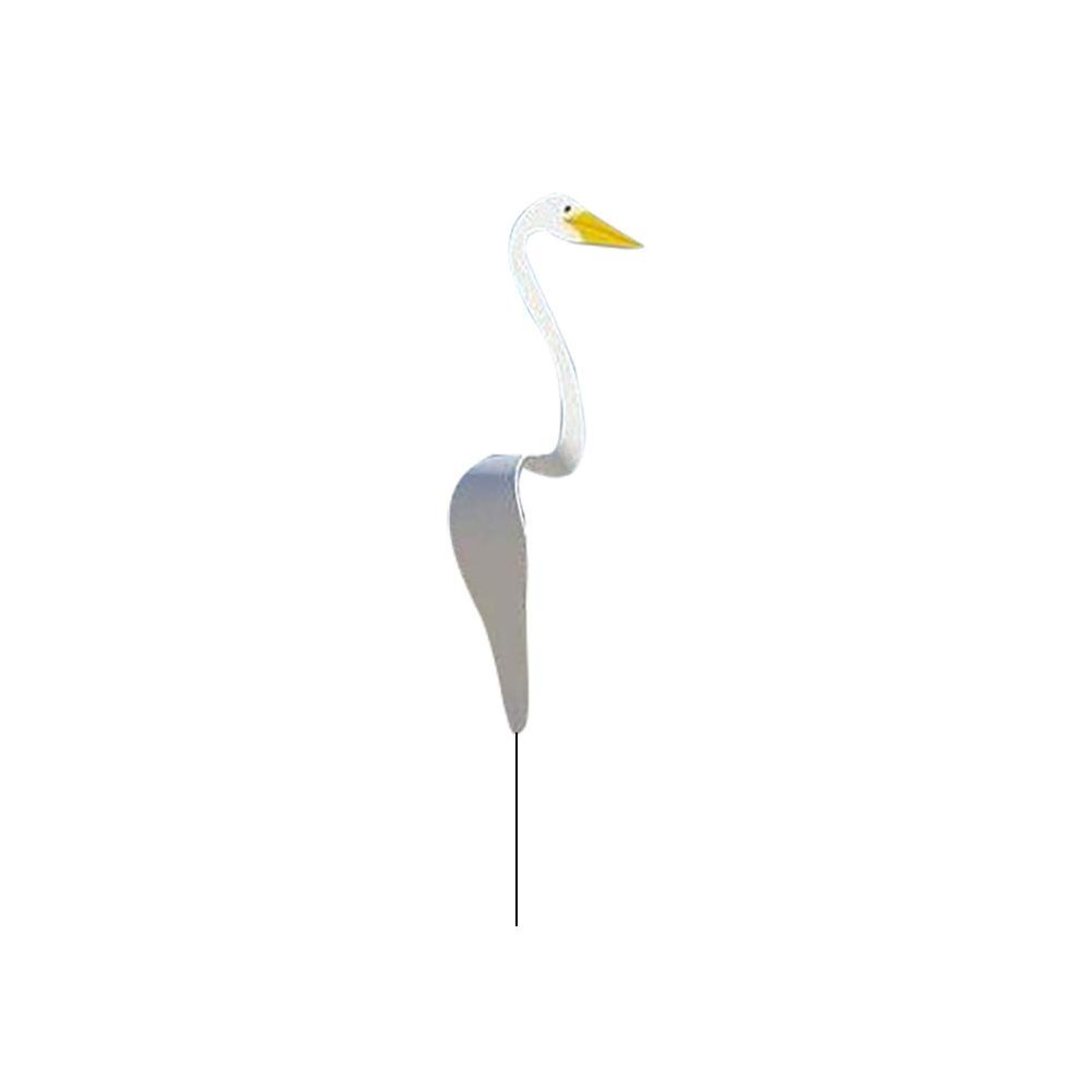 Plyisty Swirl Bird, Elegant Rotating Heron Garden Decoration, White PVC, 38.1 x 23.9 x 14.9 cm