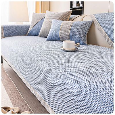 Vintage Cotton-Linen Non-Slip Sofa Cover, Blue, 70 x 70 cm
