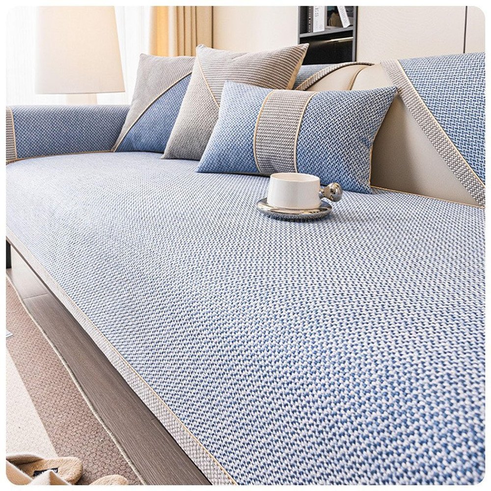 Vintage Cotton-Linen Non-Slip Sofa Cover, Blue, 70 x 70 cm