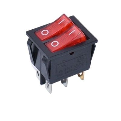 XHAJCSJWGD 1 pc KCD4 Boat Rocker Switch, 6-Pin, 2-Way, 2-Position, 15 A, 250 V, 31 × 25.5 mm, Red