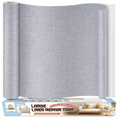 Self-Adhesive Linen Fabric Repair Patch, 40 x 200 cm, Light Gray