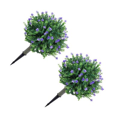 Fabater Artificial Blue Camellia Eucalyptus Topiary Ball Trees, Lifelike Garden, Patio & Office Decor, 45 cm Tall, 2-Pack