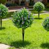 Fabater Artificial Blue Camellia Eucalyptus Topiary Ball Trees, Lifelike Garden, Patio & Office Decor, 45 cm Tall, 2-Pack view 2
