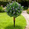Fabater Artificial Blue Camellia Eucalyptus Topiary Ball Trees, Lifelike Garden, Patio & Office Decor, 45 cm Tall, 2-Pack view 4