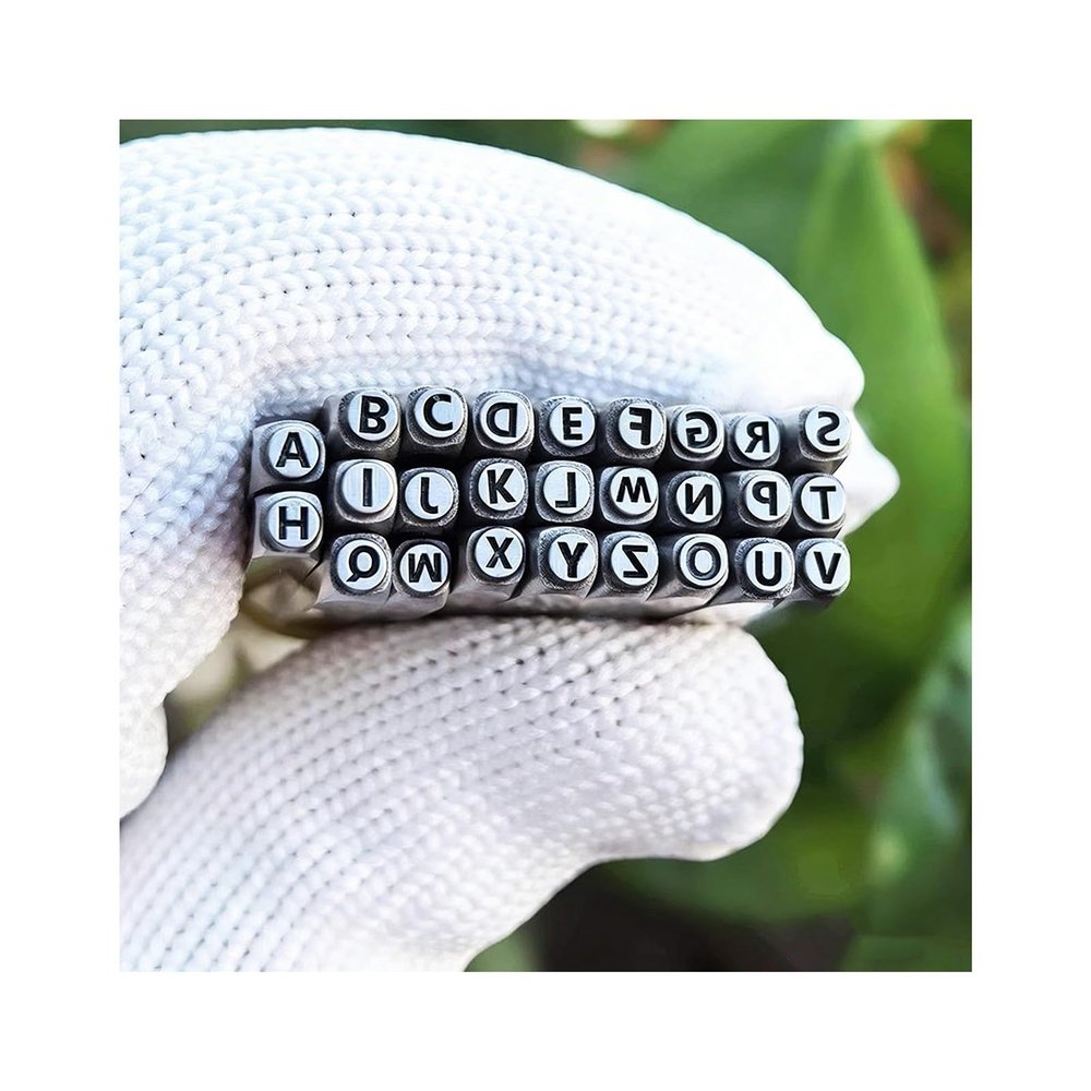 26-Piece Carbon Steel Metal Stamp Set, Letter Stamps for Jewelry, Leather, Wood and DIY Crafts (0.08 in)