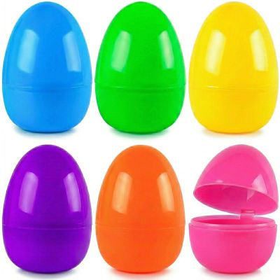 HSSPYY Extra-Large Fillable Plastic Easter Eggs, 24-Piece Set, 6 Colors
