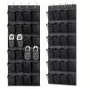 LPATEBCVU Wall-Mounted Shoe Organizer with 24 Pockets, Fabric and Mesh Compartments, Clear, Gray view 2