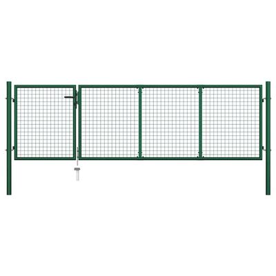 Massbinet Garden Gate with Ground Spike, Lock and 3 Keys, Green, 350 x 100 cm