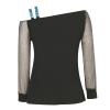 Women's Sequin Glitter Long-Sleeve Mesh Top, Festive Party Shirt, Sky Blue, XL view 4