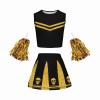 Women's Cheerleader Costume with Pompoms, 3-Piece Set view 4