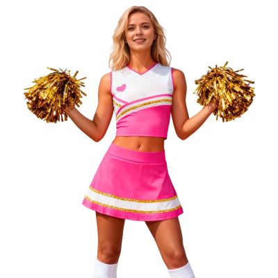 Women's Carnival Costume, Cheerleader Outfit with Pom-Poms, 3-Piece