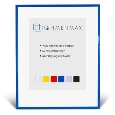 RahmenMax Texas Plastic Picture Frame for 23 x 25 cm Picture, Blue, with Acrylic Glass