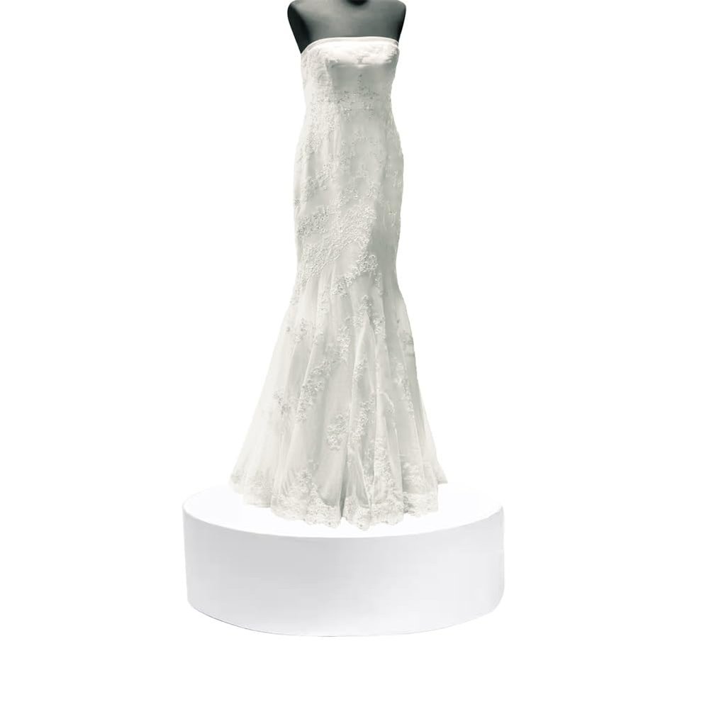 Display Stand for Bridal Shops, Round Presentation Stand, White and Black, Various Sizes (White, 15.8 x 7.9 in)
